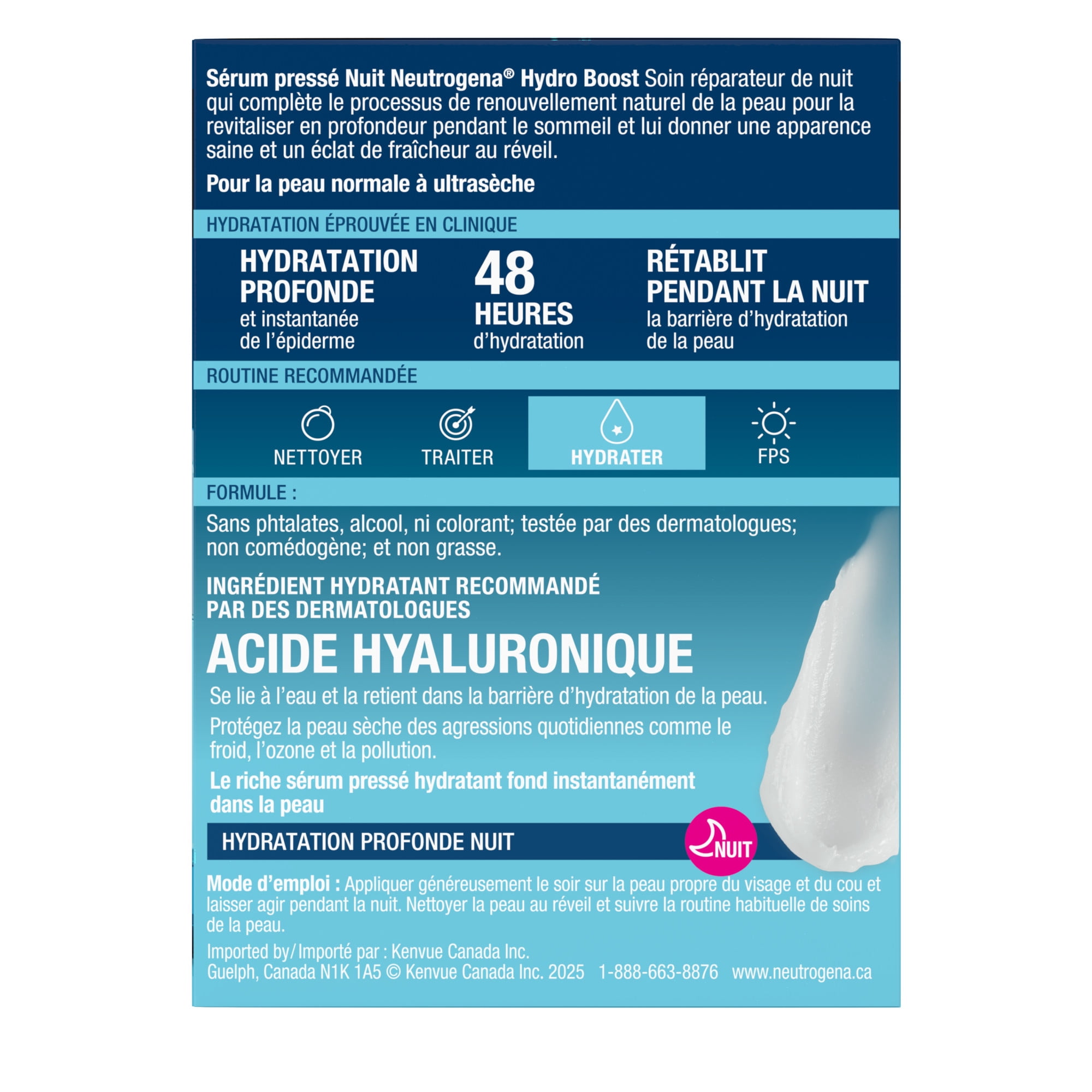 Neutrogena Hydro Boost Night Pressed Face Serum with Purified Hyaluronic Acid and Antioxidants for Moisturized Skin