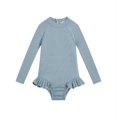thumbnail image 1 of Yanlir Girls Long Sleeve Rash Guard Back Zipper Swimsuit Kids UPF 50+ Sun Protection Swimwear Solid Color Soft and Comfortable Bathing Suit 1-5Years(Blue,18 Months), 1 of 2