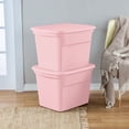 thumbnail image 3 of Sterilite 68 Liter Tote, Plastic Storage Bin with Snap-on Lid, Stackable, Pink, 3 of 6