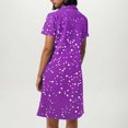 thumbnail image 4 of VEKDONE Robe Ample et Confortable pour Femmes à Pois, Col en V, Manches Courtes, Violet G, 4 of 6