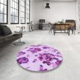 thumbnail image 4 of Ahgly Tapis d'Intérieur Lavable en Machine Carré Transitionnel Fleur Rose, 4 Pieds Carré, 4 of 7