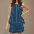 thumbnail image 2 of Womens Two Piece Lounge Set Summer Vacation Outfits Patchwork Sleeveless Tank Top and Shorts Sets with Pockets, 2 of 8
