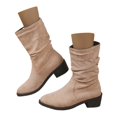 thumbnail image 3 of WEAIXIMIUNG Bottes-Chaussettes Femme Bottes Mode Automne et Hiver en Suède Mi-Mollet Bottes Confortables au Tempérament, 3 of 6
