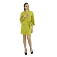 thumbnail image 4 of Bimba Peignoir Court Uni pour Femmes avec Ceinture, Modal Doux en Coton, Enveloppant, Rond, Uni, 4 of 6
