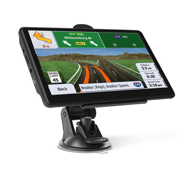 LNGOOR GPS Navigation for Car 7 Inch Touch Screen Car Navigation System with 8G ROM Voice Turn Direction Guidance Support Speed and Red Light Warning Pre-Installed North America Lifet