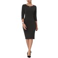 thumbnail image 2 of INSPIRE CHIC Robe Fourreau pour Femme à Fermeture Éclair au Cou Robe Crayon de Travail Noir XX-Grand, 2 of 5
