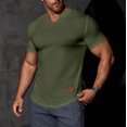 thumbnail image 1 of asjyhkr Mens Workout Compression T Shirts Ribbed V Neck Short Sleeve Tops Summer 2025 Gym Athletic Running Tees, 1 of 9