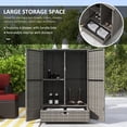 thumbnail image 4 of Outsunny Wicker Outdoor Storage Cabinet, Pool Towel Storage Cabinet, Grey, 4 of 10
