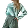 thumbnail image 1 of FAIWAD Tunique à Rayures pour Femmes Tops Manches Longues Col Rond Épaule en Vrac Tops Casual Top, 1 of 7