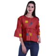 thumbnail image 4 of Moomaya Hauts Boho Coton Décontractés Amples Blouses Haut d'Été Col Rond T-Shirt, 4 of 4