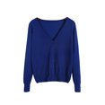 thumbnail image 1 of Innerwin Cardigan Sweater V Neck Ladies Coat Fall Solid Color Loose Outwear Colorful Blue M, 1 of 2