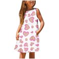thumbnail image 1 of Pisexur Robe d'Été pour Filles Sans Manches, Décontractée, Imprimée, Robe Soleil, Robe de Fête Évasée, Robe Midi Ligne A, Robe Débardeur pour Enfants 3-14 Ans, 1 of 6