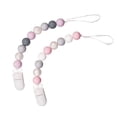 thumbnail image 1 of LSLJS 2 Pack Pacifier Clips for Baby Boys and Girls, One-Piece Silicone Pacifier Chain with Clip for Teether Toys, Pacify Toy Molar Lozenge Chain, 1 of 3