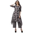 thumbnail image 2 of Moomaya Ensemble Kurti Kurta Pantalon pour Femmes Col Bateau Imprimé Robe 2 Pcs Tenue Ethnique, 2 of 6