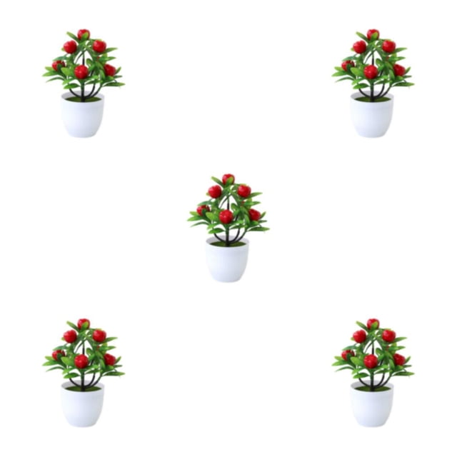 ZheElen Add To Any Room Artificial Plant Collection Designed For Any Room Artificial Potted Plants False Plant apples 5Set