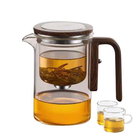 Binwennn Contenant de Rangement en Forme de Carotte, Contenants d'Organisation de Garde-Manger, Théière en Verre à Séparation d'Eau avec Poignée en Bois, Théière de Sorcellerie, Théière Magique, Théière en Verre avec Infuseur, Théière en Verre avec Passoire