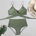 thumbnail image 2 of Pisexur Women's Push Up Bathing Suits Ruched Swimsuits Halter Bandage Two Piece Bikini High Waisted Bikini, 2 of 5