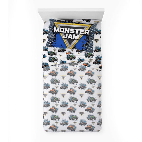 Monster Jam 3-Piece kids Twin Sheet Set, 100% Polyester