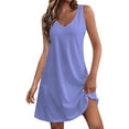 thumbnail image 1 of Timegard Robes pour Femmes Col en V Été Décontracté Robes T-Shirt Sortie de Plage Robe Débardeur avec Poches, 1 of 7