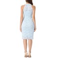 thumbnail image 3 of INSPIRE CHIC Robe Midi Fourreau Moulante de Cocktail Élégante pour Femme en Dentelle, Col Licou, Sans Manches, S Bleu Pâle, 3 of 6