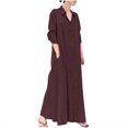 thumbnail image 2 of Meichang Robes Chemises en Coton pour Femmes Décontractées Amples à Boutons Robes Maxi à Manches Longues à Col à Revers Robes Unies Légères Confortables pour la Plage et les Vacances avec 2 Poches Bordeaux L, 2 of 8
