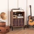 thumbnail image 2 of Giantex Record Player Stand, Turntable Side Table Nightstand w/Charging Station & Vinyl Record, Storage Cabinet, Walnut, 2 of 10