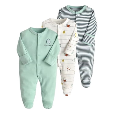 Grenouillère pour Bébés Garçons et Filles, Cache-Couche à Dos, Pyjama Doux à Manches Longues, Dormeur Neutre, Vêtements pour Bébé 6-9 Mois, Lot de 3