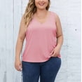 thumbnail image 2 of Timegard Womens Plus Size Tank Tops Ribbed V-Neck Comfy Casual Loose Shirt Top Basic Tee Blouse Undershirts, 2 of 7