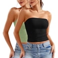 thumbnail image 1 of ZACPNCV 2PC Women's Shapewear Tube Tops Strapless Ruched Built-in Shelf Bra Casual Green M, 1 of 8
