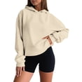 thumbnail image 1 of Women Hoodie Fall Solid Oversize Hoodie Basic Pullover Sweatshirt Long Sleeve Drop Shoulder Design Womens Sweaters Beige XXXXL, 1 of 6