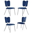 thumbnail image 1 of Chaises Latérales Ailées avec Velours Bleu Marine et Base Chromée Argentée (Ensemble de 4), 1 of 2