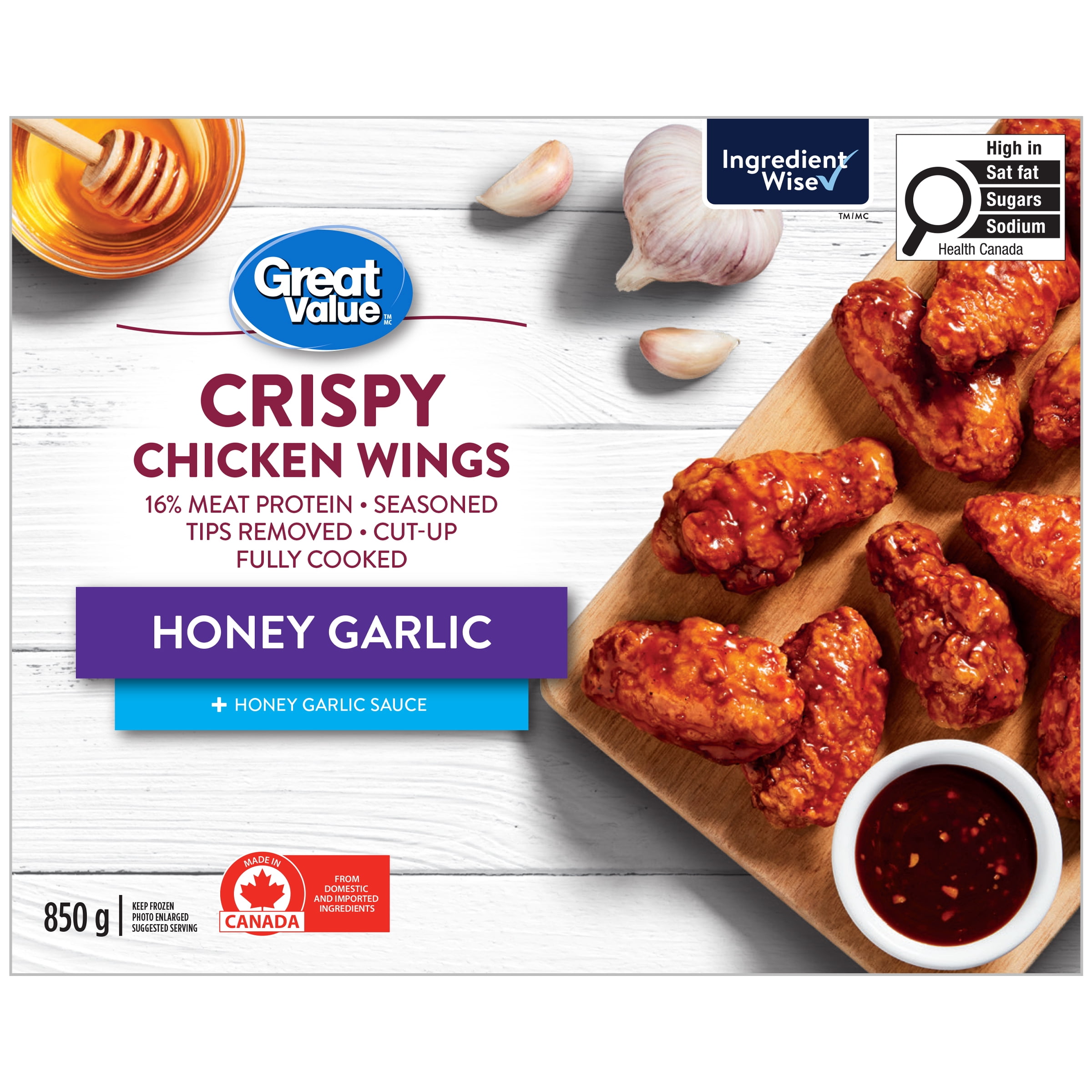 Ailes de poulet croustillantes Miel et ail Great Value 850 g