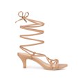 thumbnail image 3 of BLISSFUL STEP Sandales à Petits Talons à Brides et à Lacets pour Femme Nude (Taille 9,5), 3 of 7
