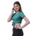 thumbnail image 3 of Moomaya T-Shirt Court à Nœud devant pour Femmes, Manches Courtes, Col Rond, Haut Noué, 3 of 7