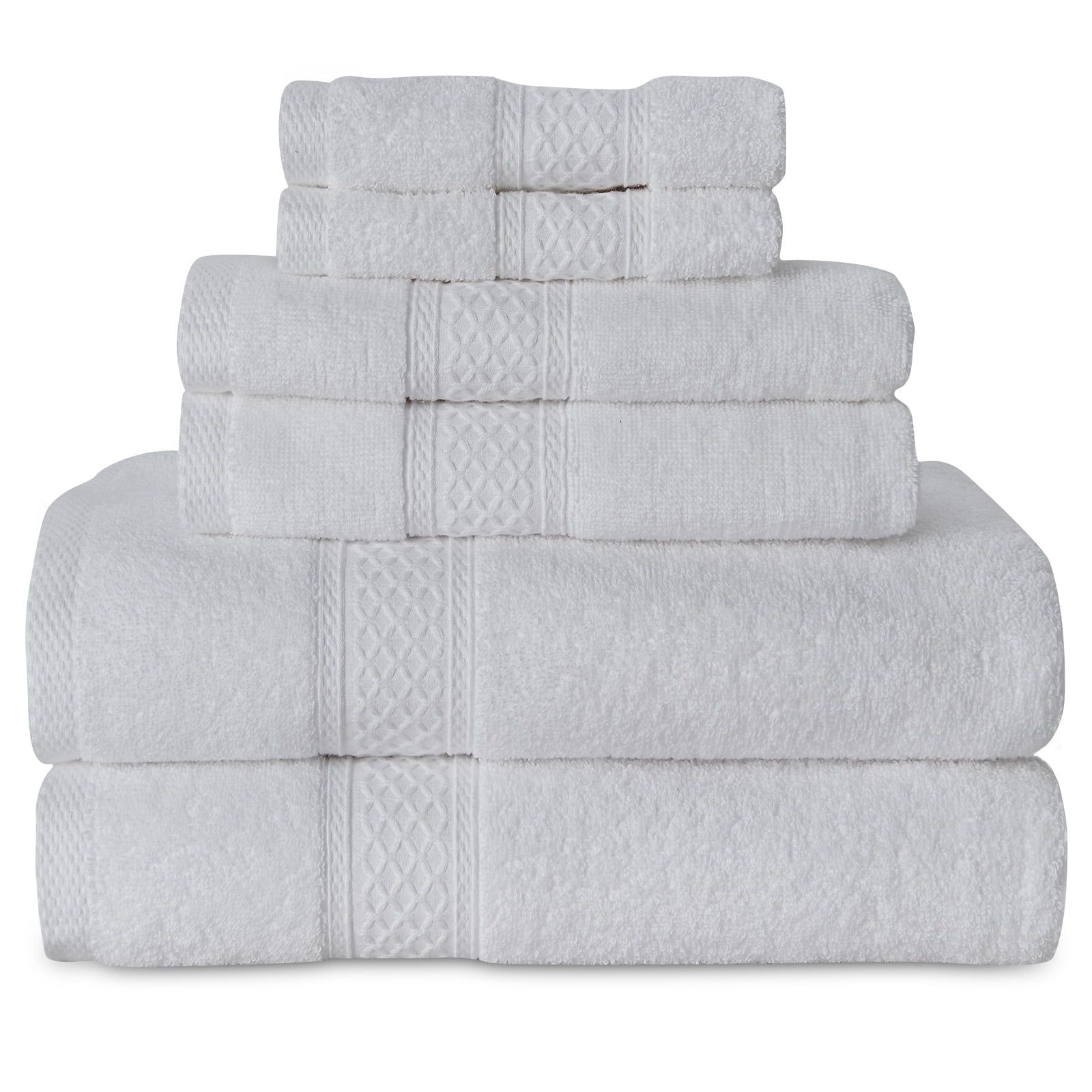 Gogreen Bath Towel Sets of 6 Pieces, 2 Bath Towels 2 Hand Towels 2 Washcloths, 100% Cotton Highly Absorbent Towels for Bathroom, Gym, Hotel (Light gray)