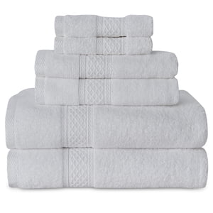 Gogreen Bath Towel Sets of 6 Pieces, 2 Bath Towels 2 Hand Towels 2 Washcloths, 100% Cotton Highly Absorbent Towels for Bathroom, Gym, Hotel (Light gray)
