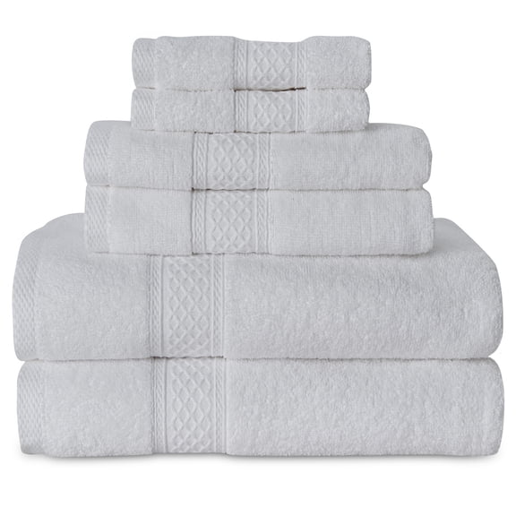Gogreen Ensembles de Serviettes de Bain de 6 Pcs, 2 Serviettes de Bain 2 Serviettes à Main 2 Débarbouillettes, Serviettes 100 % Coton Hautement Absorbantes pour Salle de Bain, Gym, Hôtel (Gris Pâle)