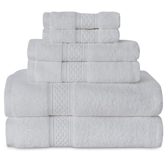 Gogreen Bath Towel Sets of 6 Pieces, 2 Bath Towels 2 Hand Towels 2 Washcloths, 100% Cotton Highly Absorbent Towels for Bathroom, Gym, Hotel (Light gray)