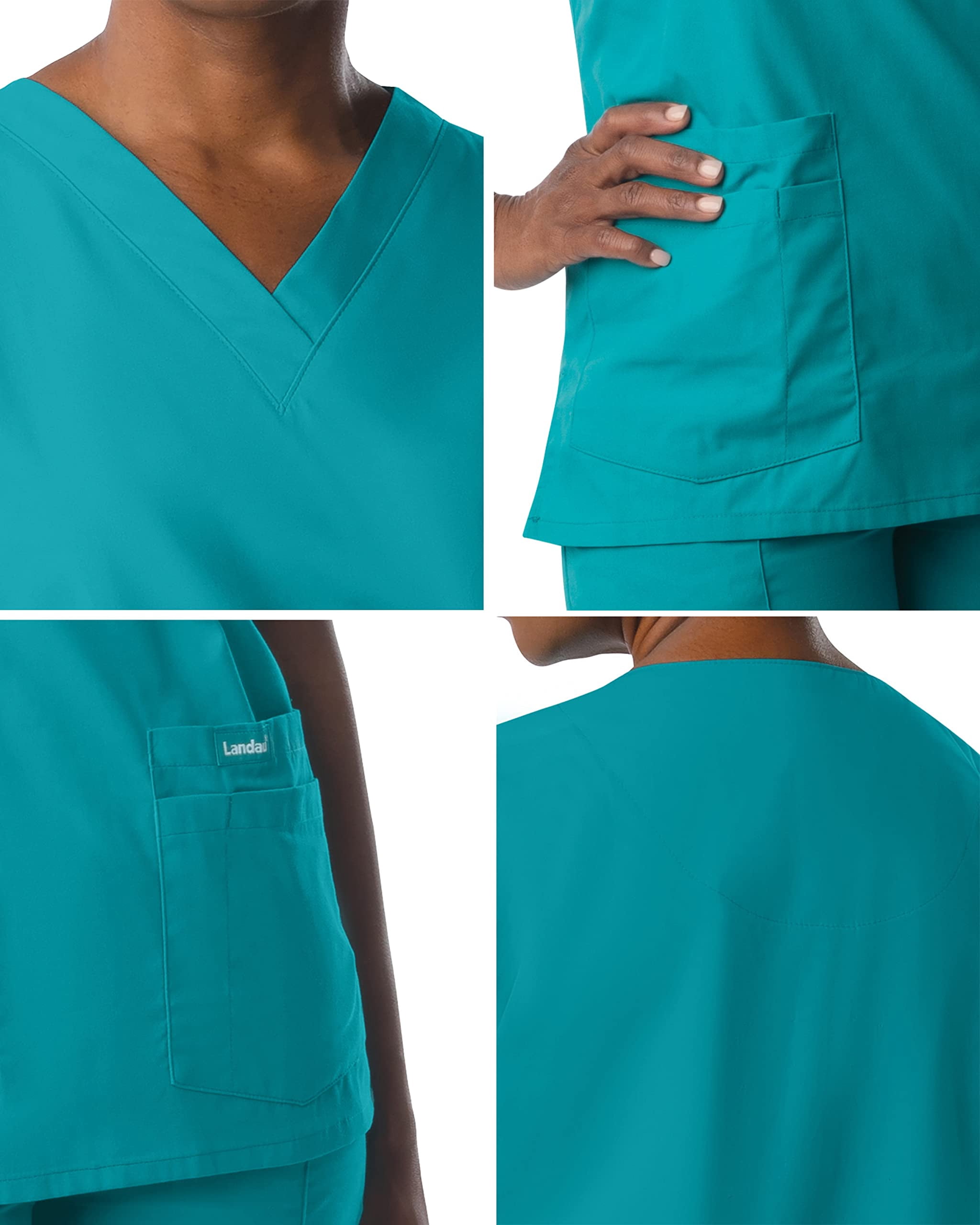Landau Essentials Haut de Sarrau pour Femmes : 4 Poches, Coupe Classique Décontractée, Col en V Durable 8219