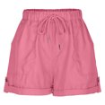 thumbnail image 4 of LVHAOGJOB Womens Shorts Elastic Wasit Pants with Pockets Solid Color Athletic Comfy Workout Shorts for Ladies, 4 of 8