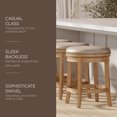thumbnail image 2 of Maven Lane Alexander Backless Counter Stool, Weathered Oak Finish w/ Avanti Bone Vegan Leather, 2 of 6