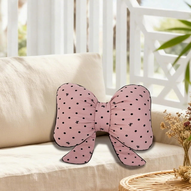 Tyidzon Dotted Bow Pillow Waist Pillow Home Decor Cuddle Pillow Holiday Gift