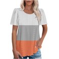 thumbnail image 1 of Plebaso Hauts pour Femmes Chemises à Oeillets à Blocs de Couleur Manches Courtes T-Shirts Amples Décontractés Col Rond Blouses Tendance, 1 of 6