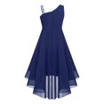 thumbnail image 2 of Doomiva Robe d'Été Sans Manches à Sequins pour Fille, une Épaule, Robe de Demoiselle d'Honneur Formelle Bleu Marine 10, 2 of 7