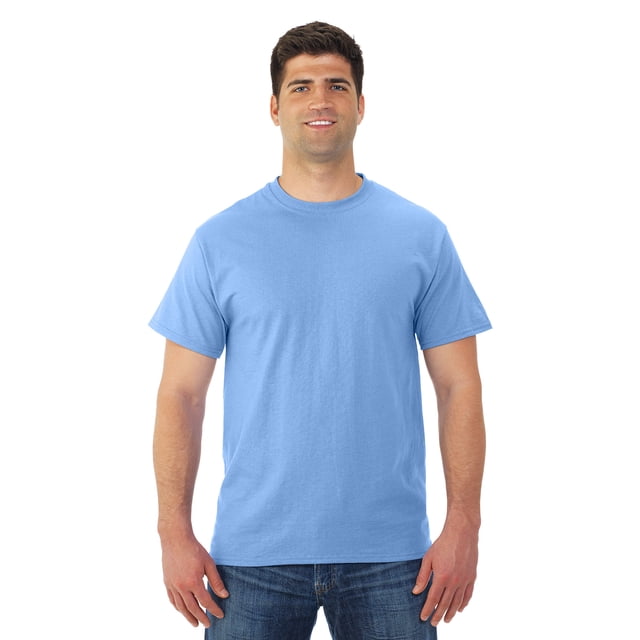 Jerzees Mens DRI-POWER Active Short Sleeve Crew T-Shirt, L, Light Blue