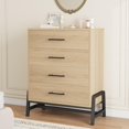 thumbnail image 1 of Commode à 4 Tiroirs pour Chambre, Commode Haute de 38,6 Pouces, Tiroir Haut avec Rangement Autoportant, Coffre de Rangement en Bois pour Garde-Robe pour Salon, Chambre, Entrée, 1 of 6