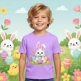 thumbnail image 2 of MIASHUI T-Shirts Graphiques de Pâques pour Garçons Manches Courtes Décontractées Douces Hauts Colorés pour Enfants Violet, 1-2 Ans, 2 of 4