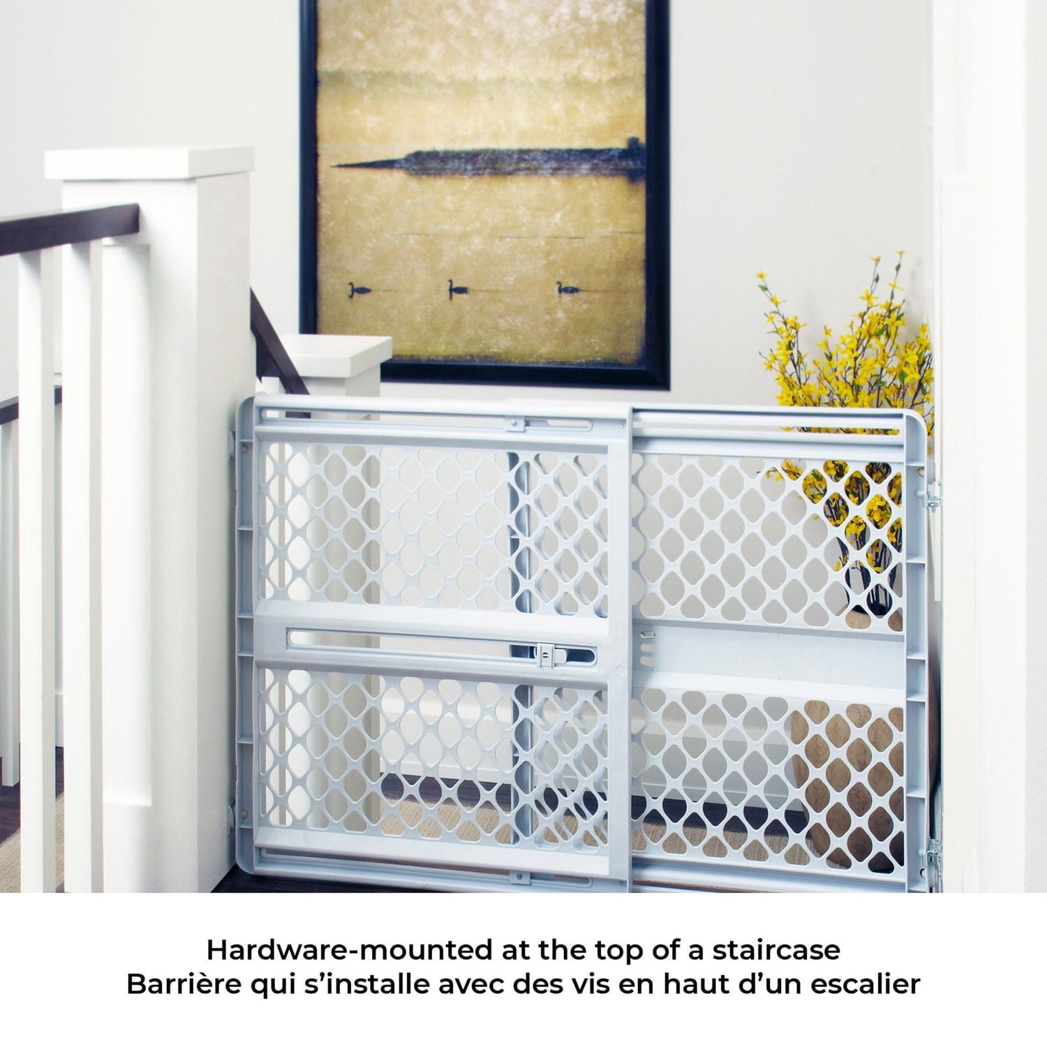 North States Pressure or Hardware-Mount Plastic Supergate Classic Baby or Pet Gate - Light Grey