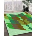 thumbnail image 3 of Ahgly Company Tapis d'Intérieur Lavable en Machine Carré Vert Fougère Transitionnel, 4 Pieds Carré, 3 of 7