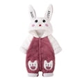 thumbnail image 1 of Diconna Infant Baby Fuzzy Bunny Costume Long Sleeve Hood Coat Button Down Warm Rabbit Romper, 1 of 4